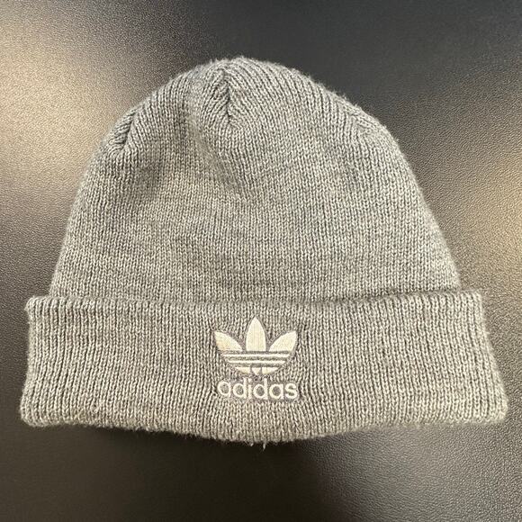 Adidas Gray Trefoil Beanie Hat One Size - Picture 1 of 3